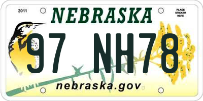 NE license plate 97NH78
