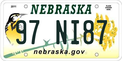 NE license plate 97NI87
