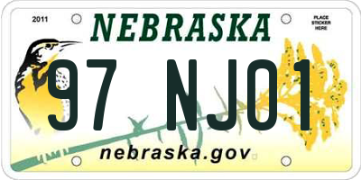 NE license plate 97NJ01