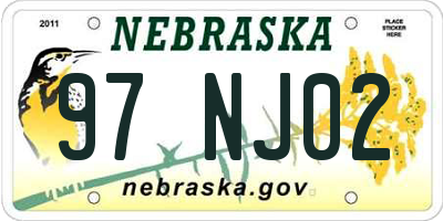 NE license plate 97NJ02