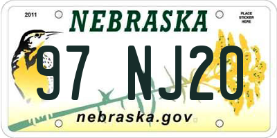 NE license plate 97NJ20