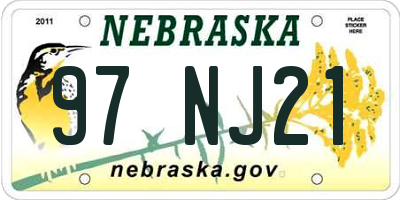 NE license plate 97NJ21