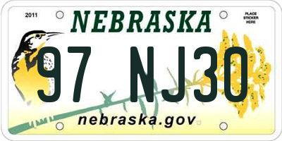 NE license plate 97NJ30