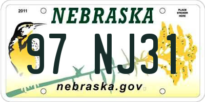NE license plate 97NJ31