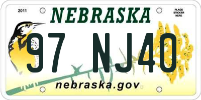 NE license plate 97NJ40