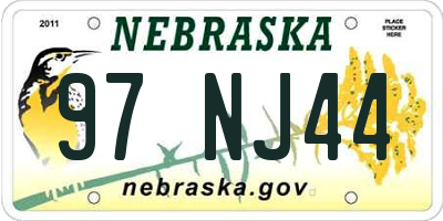 NE license plate 97NJ44
