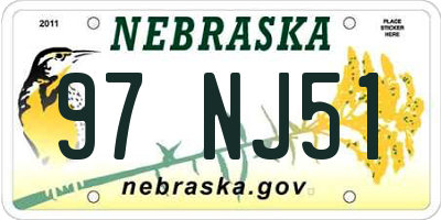 NE license plate 97NJ51