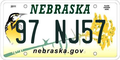 NE license plate 97NJ57