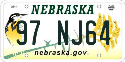 NE license plate 97NJ64