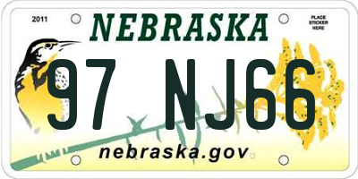 NE license plate 97NJ66