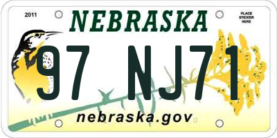NE license plate 97NJ71