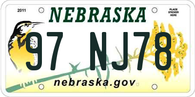 NE license plate 97NJ78