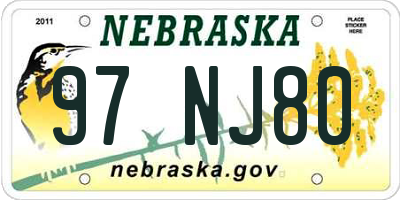 NE license plate 97NJ80