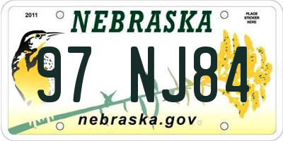 NE license plate 97NJ84