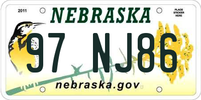 NE license plate 97NJ86