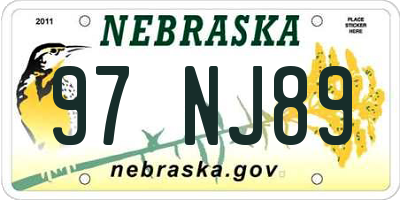 NE license plate 97NJ89