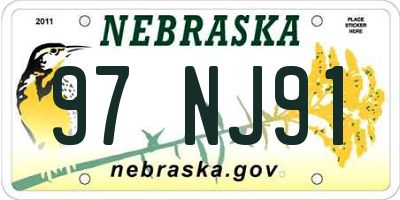 NE license plate 97NJ91