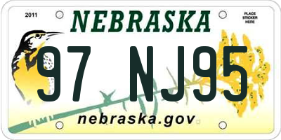 NE license plate 97NJ95