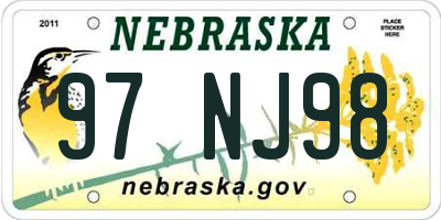 NE license plate 97NJ98