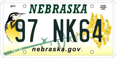 NE license plate 97NK64