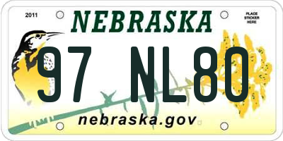 NE license plate 97NL80
