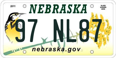 NE license plate 97NL87