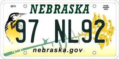 NE license plate 97NL92