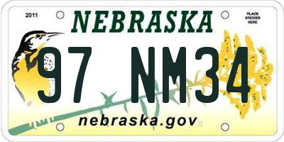 NE license plate 97NM34