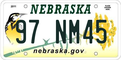 NE license plate 97NM45