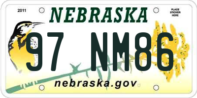 NE license plate 97NM86