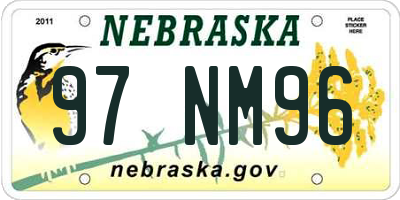 NE license plate 97NM96