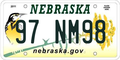 NE license plate 97NM98