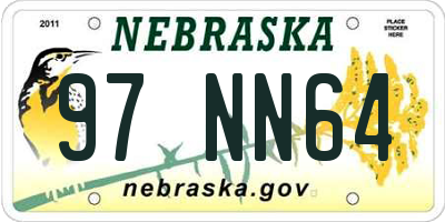 NE license plate 97NN64