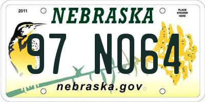 NE license plate 97NO64