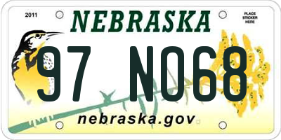 NE license plate 97NO68