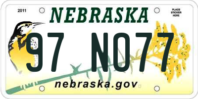 NE license plate 97NO77