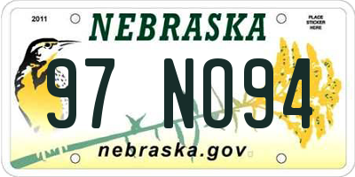 NE license plate 97NO94