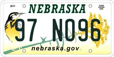 NE license plate 97NO96