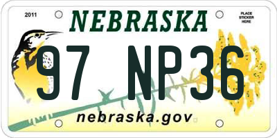 NE license plate 97NP36