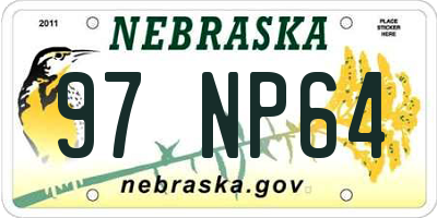 NE license plate 97NP64
