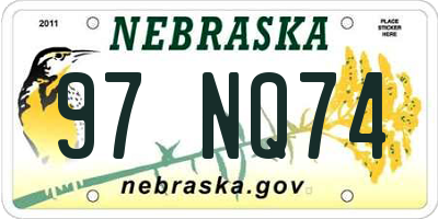 NE license plate 97NQ74