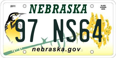 NE license plate 97NS64