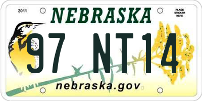 NE license plate 97NT14