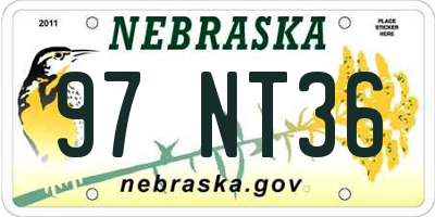 NE license plate 97NT36