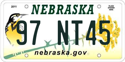 NE license plate 97NT45