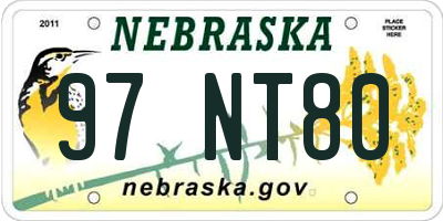 NE license plate 97NT80