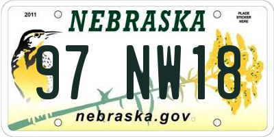 NE license plate 97NW18