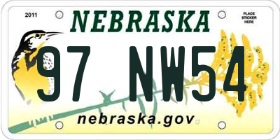 NE license plate 97NW54