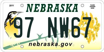 NE license plate 97NW67