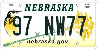 NE license plate 97NW77